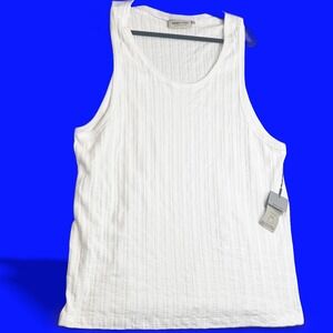Amongst Others Textured Tank Top Mens XL White Sleeveless Casual‎ Ribbed